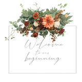 Fall Wedding Floral Swag Welcome Sign Artificial Flowers Backdrop Garland Terracotta Orange For Ceremony Reception Wall Easel Home Decoration Entryway Faux Outdoor Board Head Table Decor