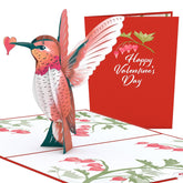 Valentines Day Card For Her, Him - 3D Romantic Greeting Pop-Up Cards - Hearted Hummingbird - 5" X 7" - Blank Notecard & Envelope Included