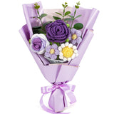Crochet Flowers Bouquet, Knitted Rose Daisy Bouquet With Exquisite Purple Wrap Eternal Blessing For Mom Gift, Christmas Valentine'S Day Birthday Wedding For Her