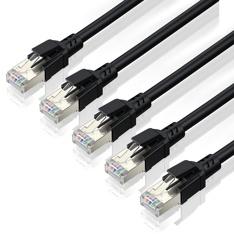 Cat8 Ethernet Cable 3Ft (5 Pack), 40Gbps/2000Mhz Cat-8 High-Speed Gigabit Stp