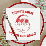 There’S Some Hos In This House Napkins, Funny Christmas Party Decorations, Christmas Xmas Holiday Party Decorations, Christmas Friendsmas Birthday Party Supplies(5 X 5 In, Red Foil, 50-Pack)