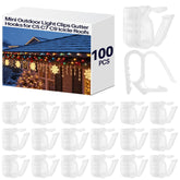 100 Pcs Christmas Light Clips For Gutter Shingles Mini Outdoor Light Clips Gutter Hooks Holiday String Hanging Hooks For C5 C7 C9 Icicle Roofs