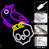 Crow Skull Neon Sign Dimmable LED Horror Wall Light for Man Cave Bar Game Room Decor