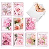20 Assorted Floral Blank Mother'S Day Notes Box Set 4 X 5.12 Inch With Envelopes (10 Designs, 2 Each) Romantic Sweet Pink Roses Am10311Mdb-B2X10