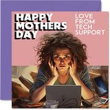 Funny Mothers Day Cards For Mom - Tech Support - Joke Happy Mother'S Day Card For Mom From Son Daughter, Mother Gifts, 5.7 X 5.7 Inch Mother'S Day Greeting Cards For Mama Mom Mam Mammy