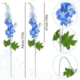 4Pcs Blue Delphinium Artificial Flowers, 34'' Fake Blue Flowers Artificial For Decoration Silk Flower Faux Long Stem Artificial Flowers For Tall Floor Vase Home Garden Wedding Arrangement Decor