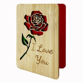 Wooden Greeting Cards With Envelope,Featuring “I Love You” Rose Carving – Ideal For Valentine’S Day, Anniversary,Birthday, Mothers Day & Wife Or Girlfriend