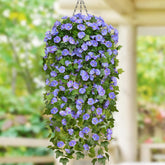 Artificial Hanging Flowers For Outdoors, Faux Plants Outdoor Uv Resistant, Hanging Baskets With Artificial Flowers For Planters, Artificial Petunias, Spring Summer Porch Patio Decorations Outdoor