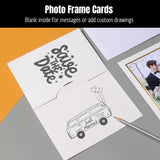 100 Count Photo Frame Cards With Envelopes 4X6 Paper Picture Frame Notecards Photo Card Holder For Christmas Decoration New Year Greeting Birthday Classroom Diy Craft - White With Gold Lining