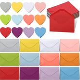 240 Pcs Valentines Day Heart Cards With Envelopes Blank Colorful Heart Shaped Greeting Cards Paper Cutouts For Valentines Party Gift Exchange Anniversary Weddings(Bright Colors)