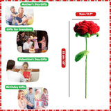 Crochet Flowers,3 Pcs Finished Handmade Red Roses, Knitted Artificial Flowers For Girl Gift Valentine'S Day Anniversary Wedding Mothers Day (Red)
