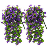 2Pcs Artificial Hanging Flowers, Fake Hanging Plants Violet Vines Uv Resistant For Wall Home Room Garden Wedding Indoor Outdoor Spring Summer Decoration(Purple)