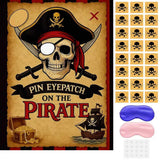 Pirate Party Games Pin The Eye Patch On The Pirates Birthday Decorations: Set Includes Skull Poster, 24 Stickers, And Blindfold For Pirates Birthday Party Decorations, Activities, And Supplies