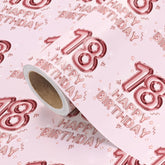 Girl 18Th Birthday Wrapping Paper - Mini Roll - 17 Inch X 16.5 Feet - Happy Birthday Wrapping Paper Perfect For Girls, Party, Holiday