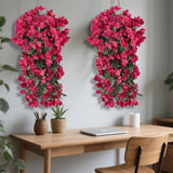 Bougainvillea Artificial Hanging Flowers Plants For Outdoors Uv Resistant Faux Trailing Vine Outdoor Hanging Plants For Front Porch, Balcony, Patio, Outdoor Planter (Hot Pink-2Pcs)