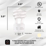 GU24 CFL Light Bulbs 4 Pack 13W 2700K Warm White 900 Lumens T2 Spiral Twist Lock UL Approved