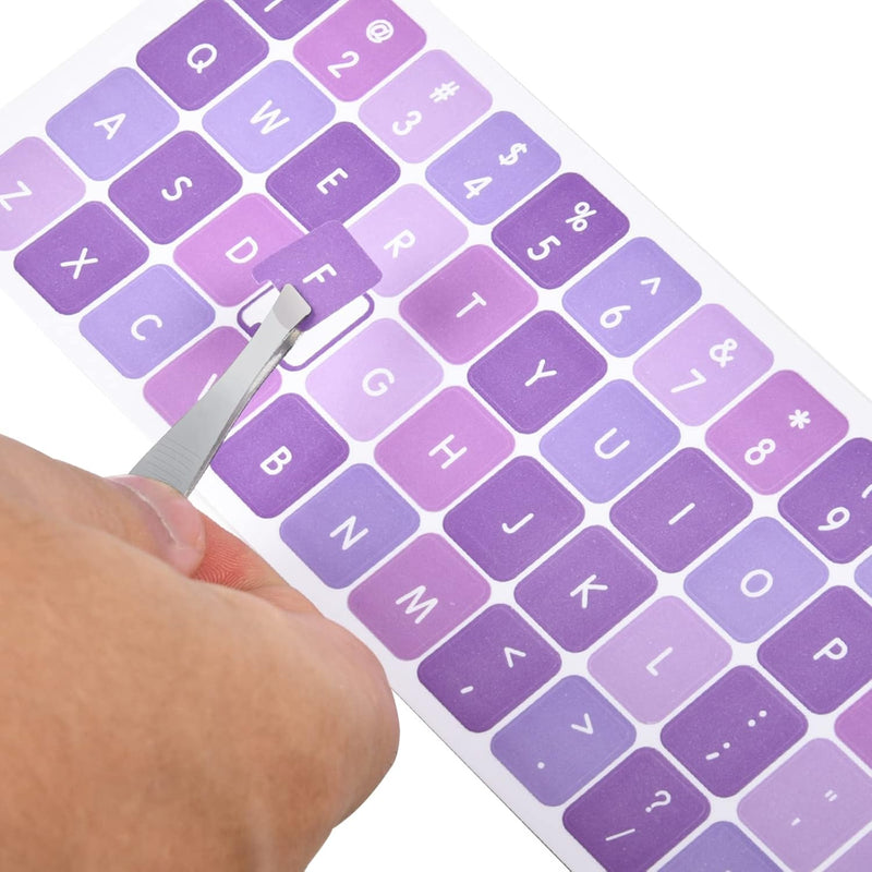 English Keyboard Stickers With Tweezer, 2Pcs Universal Keyboard Sticker Purple