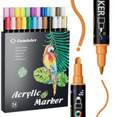 24 Colors Acrylic Paint Pens, Acrylic Paint Markers Dual Tip, With Dot Tip And Fine Tip, Acrylic Markers For Rock Painting, Wood, Canvas, Fabric, Paper, Diy Crafts Making Art Supplies (24)