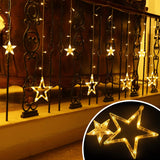 12 Stars 138 Led Fairy Tale Lights Star String Lights Star Curtain Lights With Timer 8 Mode Memory Function, Hangable, S