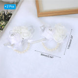 Wrist Corsage, 2 Pcs Wedding Bridal Bridesmaid Mother Of Bride And Groom Silk Rose Wrist Pearls Flowers Ceremony Anniversary Dinner Party Homecoming, White