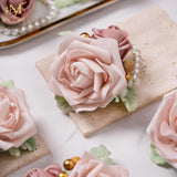 Dusty Pink Wrist Corsage,Set Of 6, Homecoming Wrist Flower Girl/Mother Corsages Wristlet Perfect For Bride Bridesmaids Wedding Guests Hand Flower, Proms, Party, Ceremony Anniversary