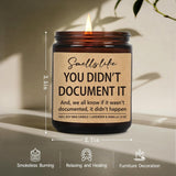 Smells Like You Didn'T Document It Candle For Coworkers, Funny Candle Gifts For Hr Human Resources, Christmas Birthday Office Work Gift For Women Men Employee, Manager, Social Worker, Nurse-65