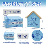 Winter Table Decor Wooden Block Sign, Let It Snow Decor Blue Winter Wonderland Centerpieces For Tables, Farmhouse Tiered Tray Decorations