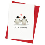 Valentines Day Card For Him, Her – Cute Penguin Love Card With Heart – Romantic Anniversary Card For Couple, Husband, Wife – Sweet Love Gifts For Valentine Or Any Occasion For Men, Women - Folded Card 5"X7" With Red Envelope