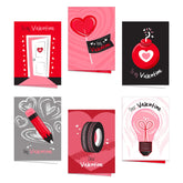 Illustrated Valentine'S Day Card Assortment / 12 Non-Romantic Valentine Friendship Cards With White Envelopes / 5" X 7" Funny Love Cards / 6 Heart Designs/Made In The Usa