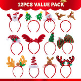 12 Packs Christmas Headbands With Assorted Design Christmas Headwear Holiday Headbands Accessories For Women Men Kids Christmas Parties Xmas Holiday Party Favors Photo Booth (One Size Fit All)