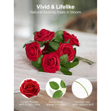 Artificial Flowers, 50 Pcs Dark Red Foam Fake Roses Bulk With Stems For Decoration Celebration Diy Wedding Bouquets Centerpieces Bridal Shower Party Christmas Tree