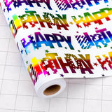 Birthday Wrapping Paper Roll, Mini Roll Gift Wrapping Paper, Colorful Foil Girl Happy Birthday Gift Wrap Rainbow Present Paper For Boys Girls, Holiday,Party,Baby Shower(17 Inch X 16.5 Feet)