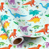 Dinosaur Wrapping Paper Roll For Boys, Mini Roll, Colorful Dinosaur Gift Wrap With Palm Tree And Footprint Design, Perfect For Kids' Birthday, Dino Party, Baby Shower, 17 Inches X 16.4 Feet