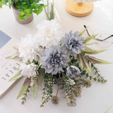 Artificial Fake Flowers Plants Silk Flower Arrangements Wedding Bouquets Decorations Plastic Floral Table Centerpieces For Home Kitchen Garden Party Décor (Purple White)