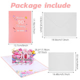 Happy 90Th Birthday Card, 3D Floral Pop Up 90Th Birthday Cards For Women Wife Mom Sister Friend, Elegant Greeting Cards Birth Day Gifts Includes Blank Envelope, 5" X7"