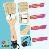 Chalk Paint Brush Set For Furniture – 5Pc Natural Bristle, 3 Small And 2 Large Wax Brushes (2.5"), Perfect For Painting, Stenciling, And Waxing, Compatible With Chalk Paint And Furniture Wax