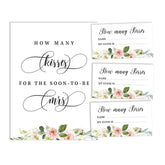How Many Kisses For The Soon To Be Mrs Floral Brunch & Bubbly White Bridal Shower Game 1 Sign + 30 Cards