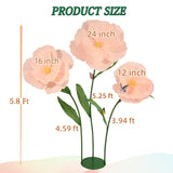 5.8 Ft Giant Artificial Flowers,Large Paper Flower,Huge Poppy Flowers Decoration For Wedding,Hotel,Office,Window Display And Home Farmhouse Decor(Champagne)