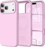 Magnetic Silicone Case Compatible with iPhone 18 Pro and iPhone 17 Pro Cherry Blossom Protective Cover