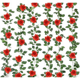 50Ft Artificial Flowers Garlands Red 6Pcs Silk Rose Hanging Vine With Green Leaves For Wedding Arch Party Christmas Home Decoration Flowers Arrangement