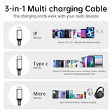 2 Pack 4FT 3 in 1 Multi USB Charging Cable 3A Fast Charger Cord for iPhone Samsung Tablets
