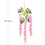 6 Pack Artificial Fake Wisteria Vine Ratta Hanging Garland Silk Flowers String Party Home Wedding Decor, 3.75 Feet/Piece,Pink
