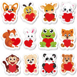 24 Pack Valentine'S Day Sticky Notes Memo Pads Red Heart Animal 12 Designs Self Adhesive Notepads For Valentines Holiday Office School Supplies Party Favors, 20 Sheets Each
