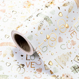 Wedding Wrapping Paper Roll - Mini Roll - 17 Inch X 16.5 Feet - Luxury And Elegance Wedding Theme With Gold Foil Wrapping Paper Perfect For Bridal Shower, Celebration, Party