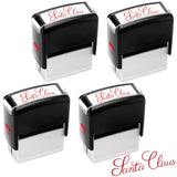 4 Pieces Santa Claus Signature Stamp Christmas Self Inking Rubber Stamp Santa Stampers Christmas Gift Tag For Office Home Party Red Ink
