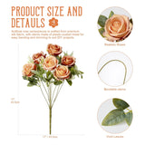 Fake Roses Burnt Orange Roses Artificial Roses Silk Roses Artificial Roses With Stems Faux Roses For Wedding Cemetery Grave Outdoor Indoor Valentine'S Day Farmhouse Decoration No Vase(4Pcs)