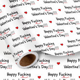 Funny Valentine Wrapping Paper Roll, Happy Valentine Day Text With Red Hearts, Humor Gift Wrap For Him Her Husband Wife, Mini Roll 17 Inches X 16.4 Feet