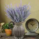 4Pcs Artificial Flowers Fake Lavender Faux Purple Flocked Plastic Flowers Plants For Home Wedding Kitchen Garden Patio Window Box Office Table Centerpieces Indoor Outdoor Décor