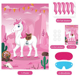 Pin The Tail On The Horse Game For Kids Pink Cowgirl Western Birthday Party Decorations Western Party Supplies Large Horse Game Poster With 30 Tail Stickers