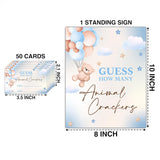 We Can Bearly Wait Baby Shower Games, 8X10 Inches Guess How Many Animal Crackers Sign With 50 Guessing Cards, Bear Balloon Baby Shower Party Decorations Supplies Favors - G01